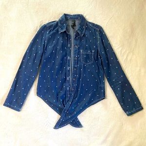 Jean shirt with little white stars - 4th of July // Fourth of July